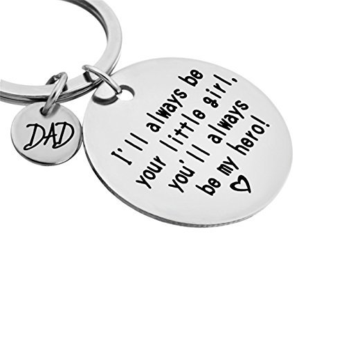 HS "Dad Mom I will always be your little girl "Stamped Keychain Ring for Father Mother (Dad)