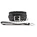Choker Collar Padded Leather Faux Fur Lined Costume and Detachable Leather and Chain Leash (Black)