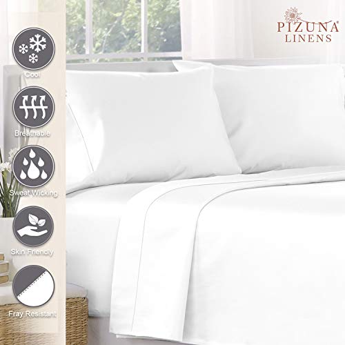 Pizuna 400 Thread Count Cotton King Size FlatSheet Only White, 1pc 100