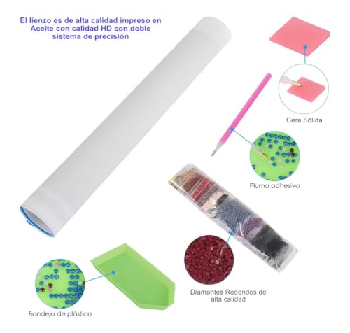 Zinker 5D Diamond Painting Kit Pintura De Diamantes Redondo De 35cm X 35cm Impresión HD Incluye todos los Aditamentos Necesarios Modelo Noche Estrellada Snoopy