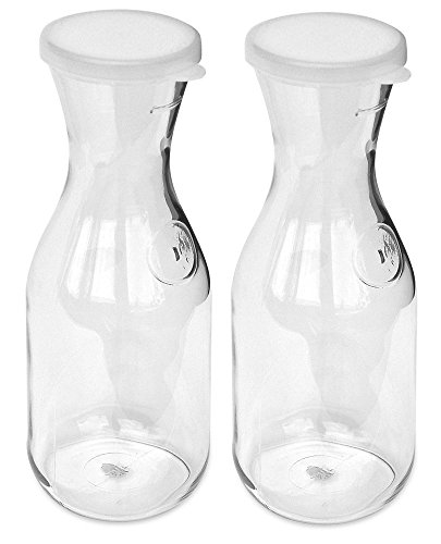 Epic Products 9.75-Inch Plastic Carafe with Lid, 1-Liter, Set of 2