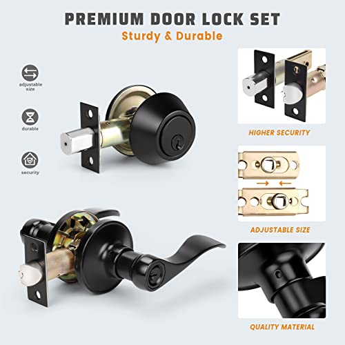 KNOBWELL 3 Pack Exterior Door Lock Set with Deadbolt Front Door Entry