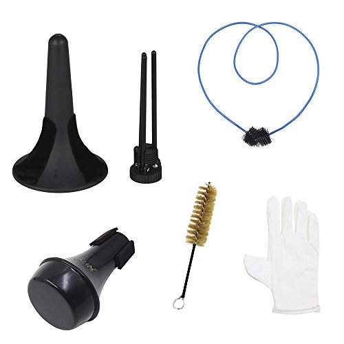 Mowind 5-in-1Trumpet Accessory Maintenance Cleaning Care Kit Set Including Trumpet Stand Valve Brush Flexible Snake Brush Mute Gloves