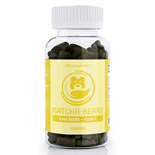 Matcha Bears Lemon & Vitamin C Infused Matcha Gummy Vitamin & Antioxidant Supplement, Made with 100% Premium Green Tea Matcha Powder (60 Gummies) (1 Pack)