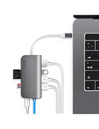 Sinstar - Hub USB C 8 en 1 de aluminio, adaptador de puerto múltiple tipo C Combo Hub para MacBook Pro USB C Hub a HDMI macho (4K) Tipo C Pass Through, Ethernet, lector de tarjetas SD Micro y 3 puertos USB 3.0