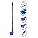 Aquarium Fish Tank Clean Set,DULU 5 in 1 Complete Adjustable Kit Fish Net + Rake + Scraper + Fork + Sponge Brush(Blue) (5 in 1)