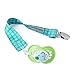 Dodo Babies Pacifier Clip Set - Four Clips Plus Binky Case – Universal Holder Fits Most Paci Brands, Teether Toys and Car Seats – Blue and Teal Prints for Girls or Boys