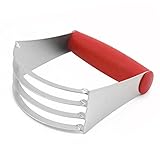 ISSIKI Kitchen Pastry Cutter Red Stainless Steel - Professional Baking Dough Blender with Blades