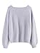 ROMWE Women's Loose Puff Sleeve V Neck Fuzzy Pullovers Jumper