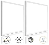 2 Pack LED panel light 2x2 Ft 40W Dimmable,0-10v, 4500 Lumen,100-277v, White Frame, 5000K (Daylight), UL Listed, DLC-Qualified