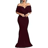 Formal Dresses for Women Cocktail Sexy Off Shoulder Floor Length Long Evening Party Dress with Zipper