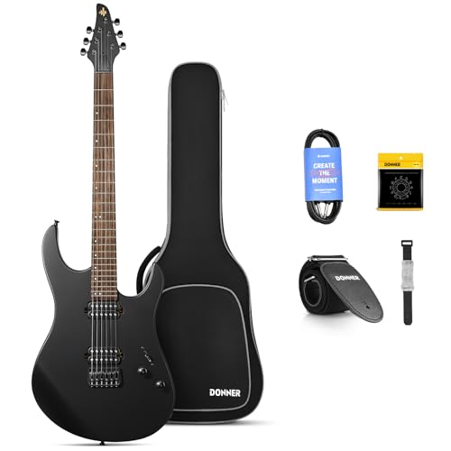 Donner Solid Body E-Gitarre, DMT-100 39 Zoll Metall E-Gitarre Bausatz mit H-H Pickups, Tasche, Saiten, Gurt, Kabel, Saitendämpfer für Rockmusikliebhab