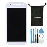 Sunways LCD Digitizer Assembly - Touch Screen Glass Panel+LCD Display Panel Replacement with Tools for Motorola Moto E 2nd Gen E2 XT1505 XT1511 XT1527(white)