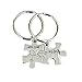 Meiligo Fashion 2 Pcs Mother Couples Gift Alloy her one his only Puzzle Tag Key Chain Jewelry Best Friends Letter Pendant Double Heart Matching Engraved Necklace Set