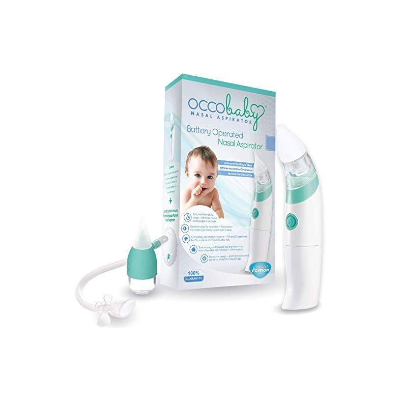 OCCObaby Baby Nasal Aspirator – 2 PK Baby Nose Suction Kit- Battery Operated Baby Nose Cleaner and Manual Baby Nose…