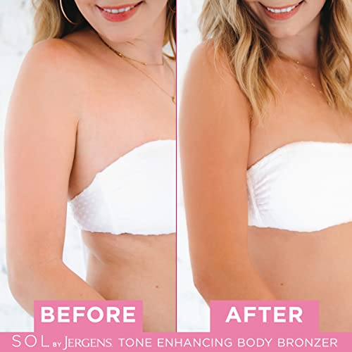 SOL by Jergens Self Tanner Body Bronzer, For All Unique Skin Tones, Sunless Tanning, Washoff