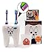 Mr. Toothy Kids Toothbrush Holder with Bonus Sugar Bug Rinse Cup. Tooth Shaped Novelty Child Toothbrush Holder Set. Large Holes. Fits Suction Cup Fat Handled Manual Toothbrush. Fun Story Included.