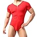Mens Suspenders Wrestling Singlet Leotard Thong Bodysuit Jumpsuit Briefs Swimwear (XL, Jumpsuit (Red))