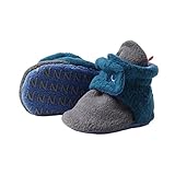 Zutano - Cozie Fleece Color Block Bootie With Grippers - Gray/Pagoda/ Periwinkle - Size 12 month