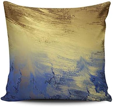 Fanaing Blue Golden Geometric Wave Pillowcase Home Sofa Decorative 18X18 Inch Square Throw Pillow Case Decor Cushion Covers Double Sided Printed