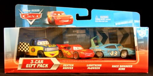 DEXTER HOOVER * LIGHTNING MCQUEEN * RACE DAMAGED KING Disney / Pixar CARS 3-Car 1:55 Scale Die-Cast Vehicle Gift Pack
