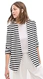 Halife Women's Office Style 3 4 Sleeve Striped Fit Blazer Suit Coat