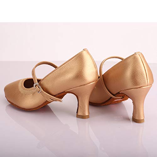 KESEELY Fashion Round Head Square Buckle Sandals Women Dancing Modern Dance Ballroom Latin Dance Soft Bottom Shoes Gold