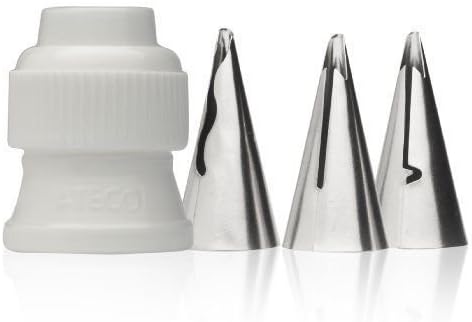 Ateco 4 Piece Cake Decorating Tip Set Ruffle Tips 030 040 070 & Plastic Coupler