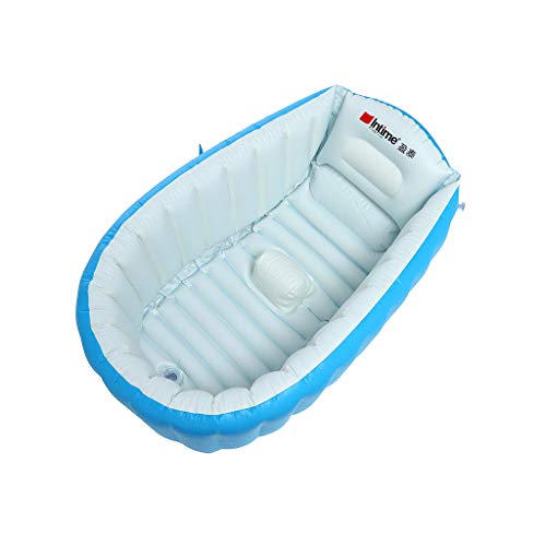 Adagod Inflatable Small Home Swimming Pool Portable Baby Bathtub Infant Toddler Thick Foldable Shower Basin with Soft Cushion Central Seat