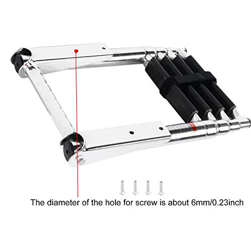 DasMarine 4 Step Ladder 316 Stainless Steel Telescoping Ladder, Telescoping Folding Over Platform Boarding Swim Step Ladder with Built in Handle, 900 lbs. Capacity with Secure Strap