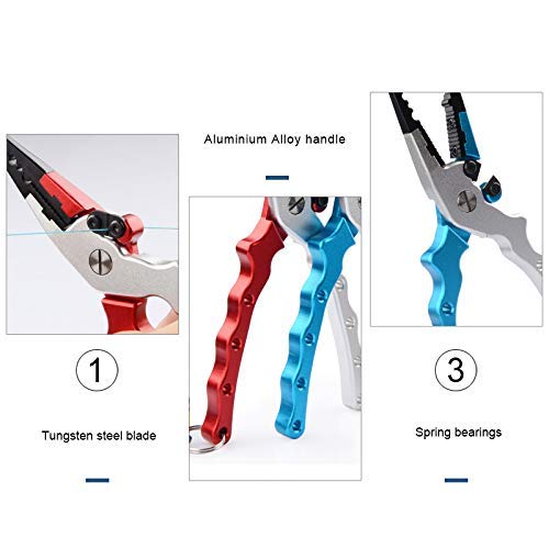 GUOCAO Aluminium-Angelzange, Angelschnurzange mit Teleskop-Haltegurt und Aufbewahrungstasche, rotes Werkzeug – Bild 3