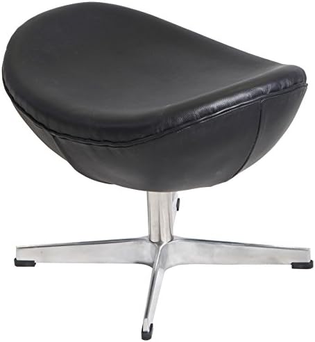 MLF Arne Jacobsen Egg Chair's Ottoman in Top Black Italian Leather. Famous Modern Design. (5 Colors)