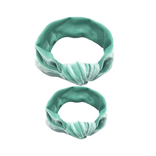 Fashband Mom and Baby Headbands Velvet Headbands Elastic Turban Headbands Baby Girl Hairbands Knotted Headwraps (Green)