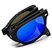 Modern Black Square Foldable Sunglasses with Case (Black Frame / Mirror Blue Lens)