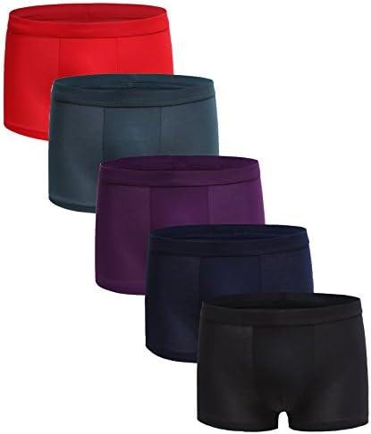 JOYOO Men's Boxer Shorts Underwear Trunks Stretchy Microfiber Modal Low Rise Short Leg Boxer Briefs Underpants Pack of 5, Size XS-XL