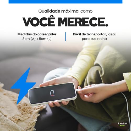 UTBRX Carregador Turbo 40w com Cabo e Fonte Entrada Dupla Carregador Rápido Compatível com iPhone X Xr SE 11 12 13 14, Conexão Lightning USB-C, Bivolt 110/220V - Premium Duo