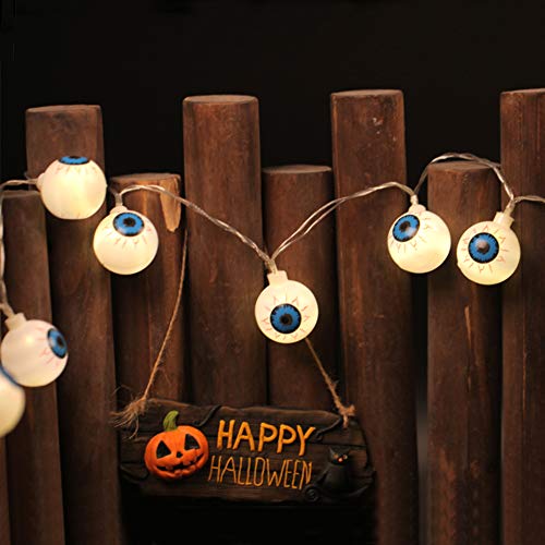 Elitlife Halloween String Lights, 20 LEDs 10.8ft LED Ghost Eyes Ball Fairy String Lights Battery Operated for Festival Party Halloween Decorations Indoor Outdoor Use (Warm White)