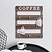 EMAISON Solid Wood Coffee Mug Holder Wall Mounted, Rustic Cup Rack with 8 Hooks Large Space for Big Cups for Kitchen, Home, Coffee Bar Station (Brown)