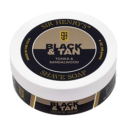 Black & Tan Luxury Shaving Soap. Tonka & Sandalwood. Rich Lather Gives a Smooth Comfortable