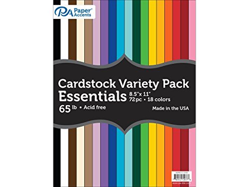 Paper Accents 72pc 65 Cardstock Variety Pack 8.5x11 Essential