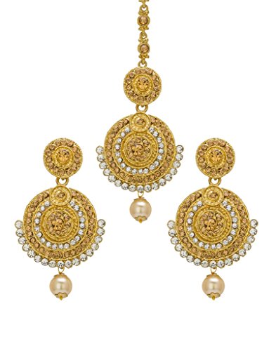 Bindhani Wedding Bridal Indian Pakistani Mang (Maang) Tikka (Tika) With Earrings Set For Women
