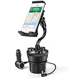 TNP Smartphone Car Mount Holder Charger Station - Universal Car Cup Holder Mount with 3 Sockets and 2 USB Charge Port 2.1A For iPhone 7, 7 Plus, 6, 6 Plus, Samsung Galaxy Android Smart Phone, Camera