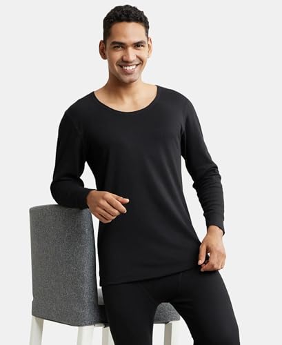 Jockey 2401 Men's Super Combed Cotton Rich Full Sleeve Thermal Undershirt with Stay Warm Technology_Black_S 4
