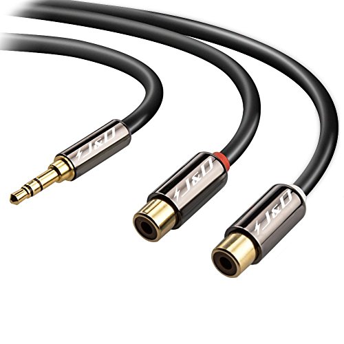 3.5 mm to 2RCA Cable, J&D RCA Cable Gold-Plated [Copper&nbsp;Shell]&nbsp;[Heavy&nbsp;Duty] 3.5mm Male to 2 RCA Female Stereo Audio Adapter Extension Cable - 25 Feet