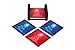 Happy Holidays Merry Christmas Designer Ceramic Coaster Set (4 Coasters, Red and Blue Colors, Each Almost 4 X 4 inches) with Matching Wooden Coaster Holder. (Red and Blue)