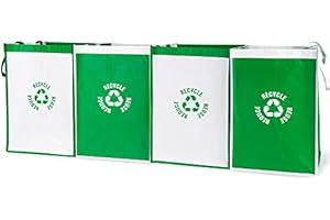 BeBesta Recycle Waste Bin Bags, 12L, Green, Polypropylene, Waterproof, Easy to Use, Ideal for Home and Office