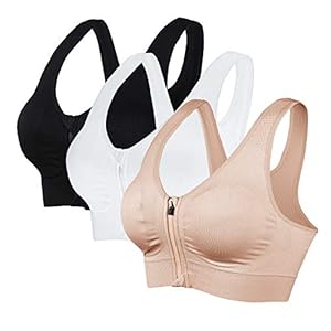 Vertvie Sportbeha voor dames, met ritssluiting aan de voorkant, push-up, racerback, comfortabele beha zonder beugel…