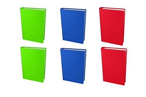 School Bell Supplies 6 Pack Standard Size Stretchable Book Covers: Easy to Apply, Reusable, Washable, Fits Hardcover Books/Textbooks from 6" x 7" up to 7.5" x 9.5"