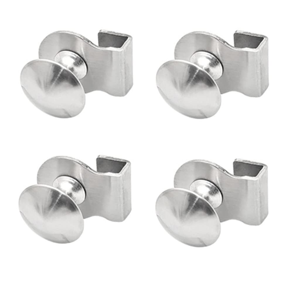 Heuskay 4 Pcs Glass Door Handle,Glass Clip Handle,Stainless Steel No Drilling Door Clips Clamps Pulls Handles Knobs for Glass 5-8mm Showcase Glass Cabinets