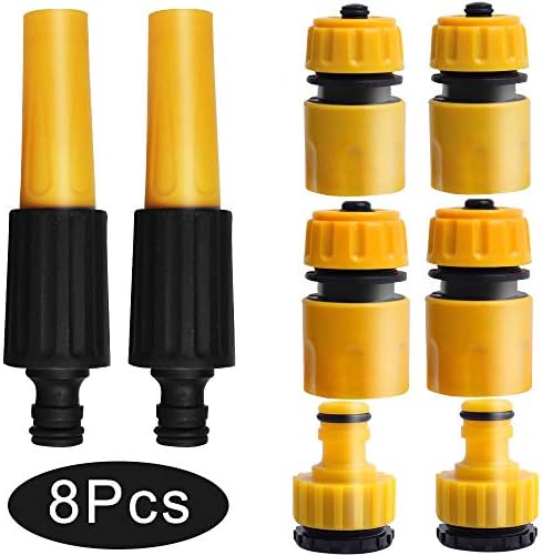 Mukum 8Pcs Hose Nozzle Garden Hose Connector Set Fits 1/2" and 3/4" Plastic for Gardening, Washing